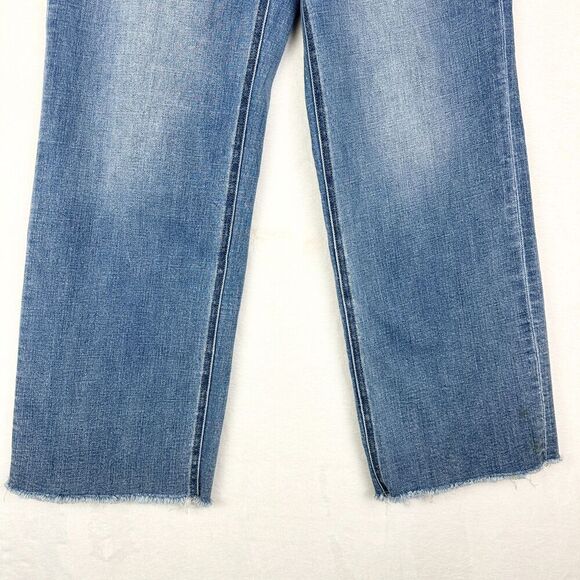 Vervet Dad Jean Size 28 High Rise Ankle Wide Leg Stretch Medium Wash Raw Hem - Picture 5 of 7